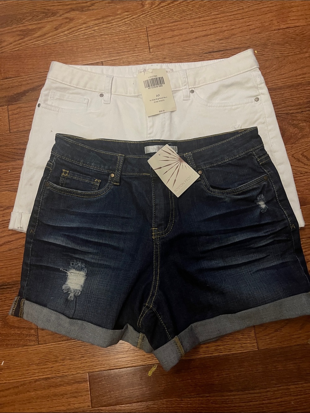 Boston Proper Dark Blue & White Denim Short Set NWT